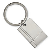 Chisel Stainless Steel Polished Grooved with CZ Key Ring